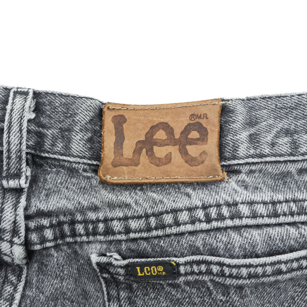 Lee RIDERS 90年代 ヴィンテージ デニムパンツ ジーンズ L グレーフェード ケミカルウォッシュ レザーパッチ