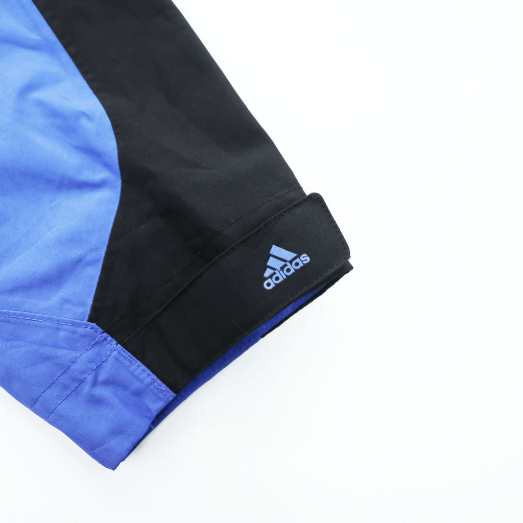 adidas ゴアテックス GORE-TEX 防水 シェルジャケット ジャージ M ブルー ダブルジップ ドローコード 止水ジップ