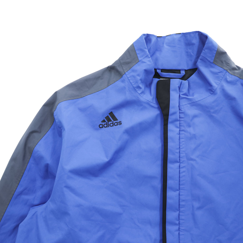 adidas ゴアテックス GORE-TEX 防水 シェルジャケット ジャージ M ブルー ダブルジップ ドローコード 止水ジップ