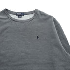 Polo Ralph Lauren 90年代 ヴィンテージ 前V スウェット トレーナー XL グレー 裏起毛 スモールポニー ロゴ 刺繍
