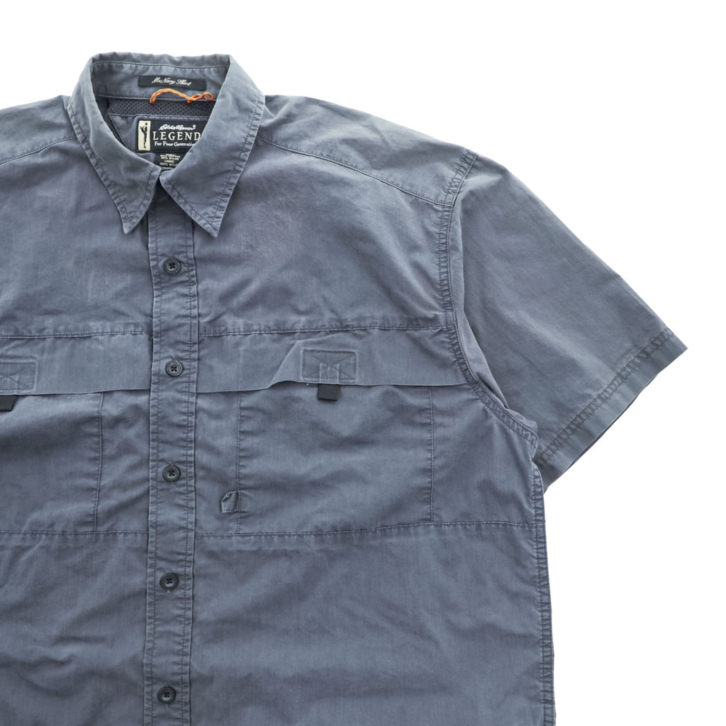 Eddie Bauer 90年代 ヴィンテージ 半袖 フィッシングシャツ M グレー メッシュ McNary Shirt LEGEND