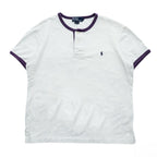 Polo Ralph Lauren 90年代 ヘンリーネック リンガー Tシャツ L ホワイト スモールポニー ロゴ 刺繍 鹿の子