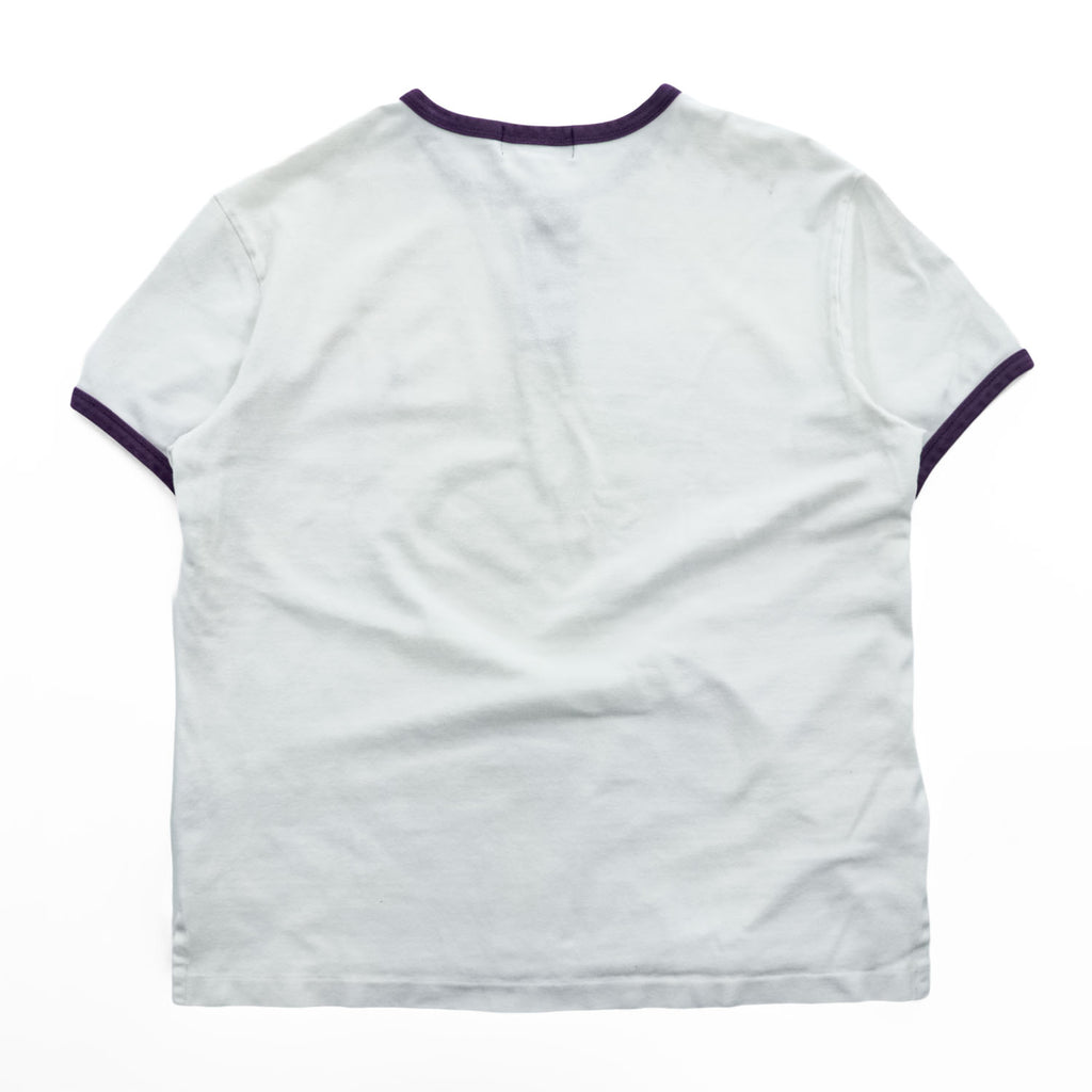 Polo Ralph Lauren 90年代 ヘンリーネック リンガー Tシャツ L ホワイト スモールポニー ロゴ 刺繍 鹿の子