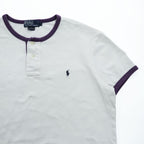 Polo Ralph Lauren 90年代 ヘンリーネック リンガー Tシャツ L ホワイト スモールポニー ロゴ 刺繍 鹿の子