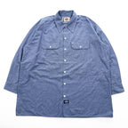 Dickies 長袖 シャンブレーシャツ XL ブルー ダブルポケット