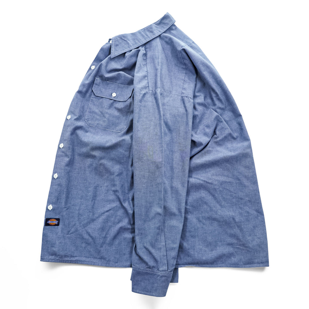 Dickies 長袖 シャンブレーシャツ XL ブルー ダブルポケット