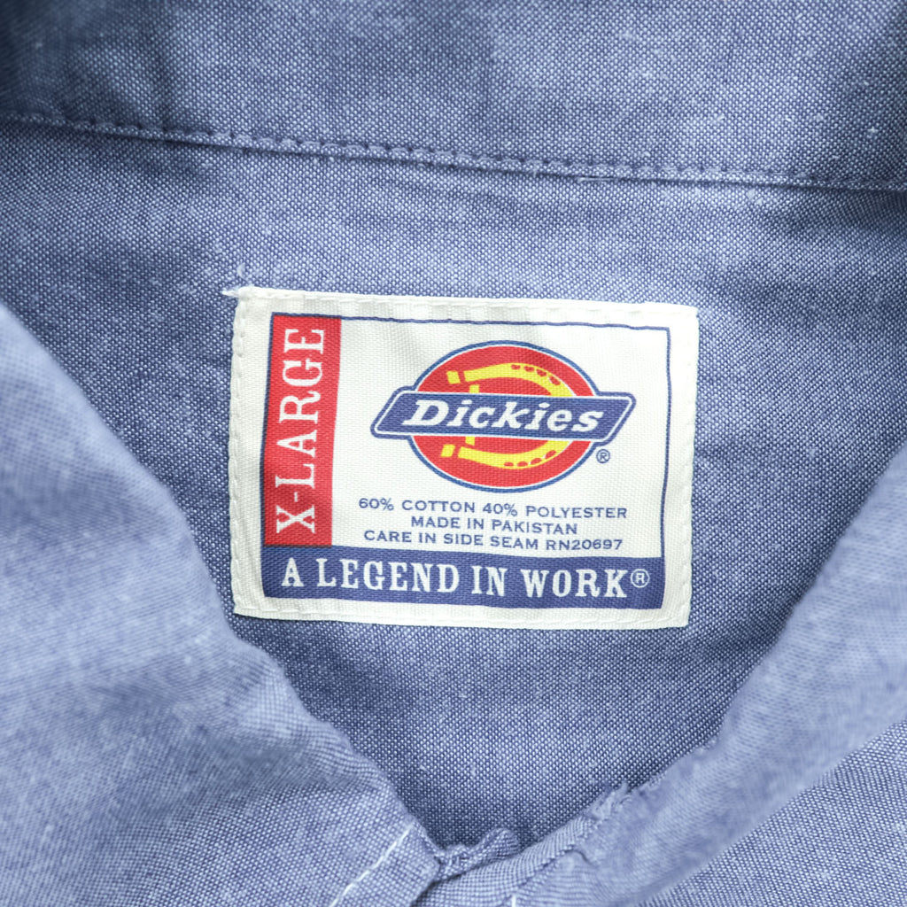 Dickies 長袖 シャンブレーシャツ XL ブルー ダブルポケット