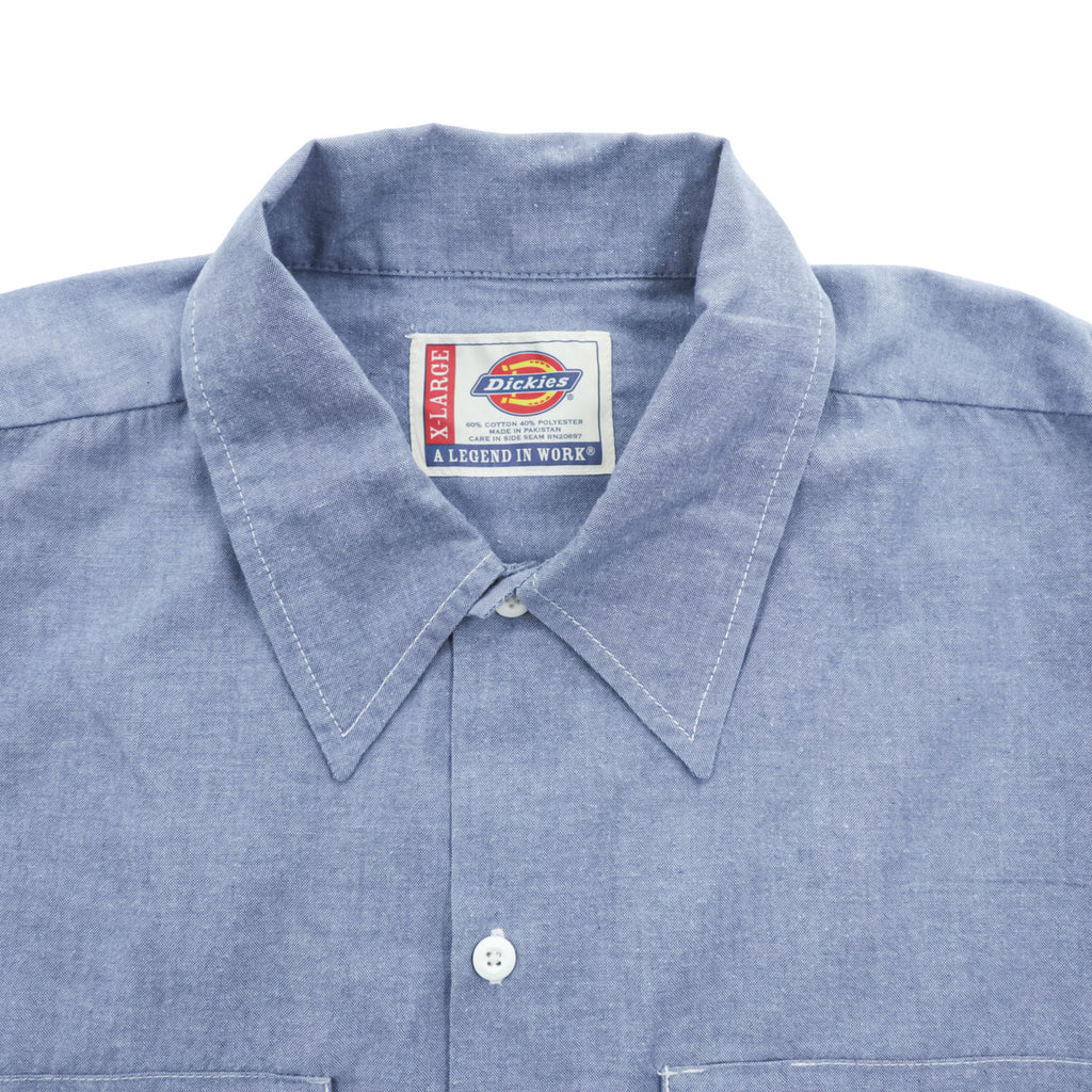 Dickies 長袖 シャンブレーシャツ XL ブルー ダブルポケット