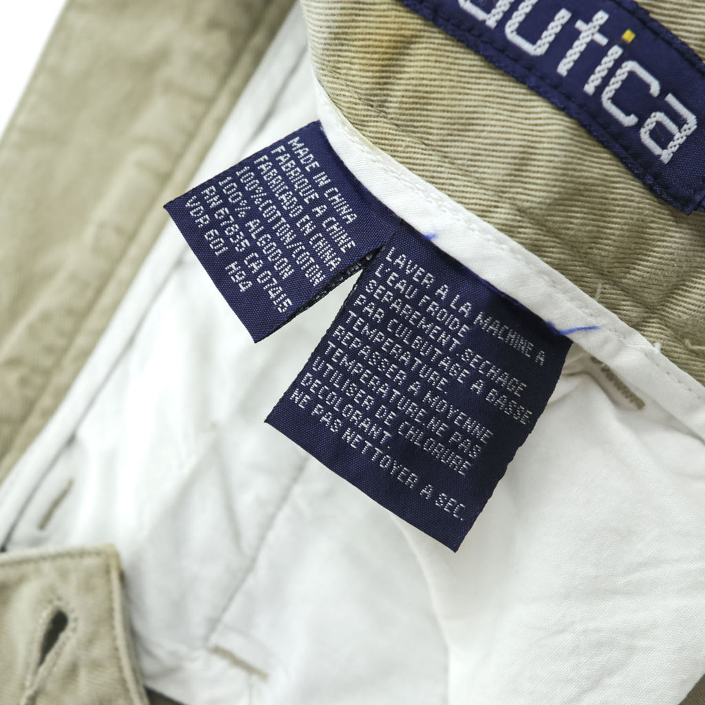 NAUTICA 90年代 ヴィンテージ 2タック ワイド チノパンツ L ベージュ プリーツ ダブルカフス