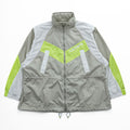 LACOSTE SPORT カラーブロック フーデッド ウインドブレーカー XL イエロー グレー メッシュ ドローコード フード収納式 BF1567 未使用品