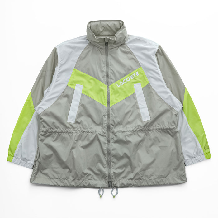 LACOSTE SPORT カラーブロック フーデッド ウインドブレーカー XL イエロー グレー メッシュ ドローコード フード収納式 BF1567 未使用品