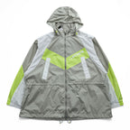 LACOSTE SPORT カラーブロック フーデッド ウインドブレーカー XL イエロー グレー メッシュ ドローコード フード収納式 BF1567 未使用品