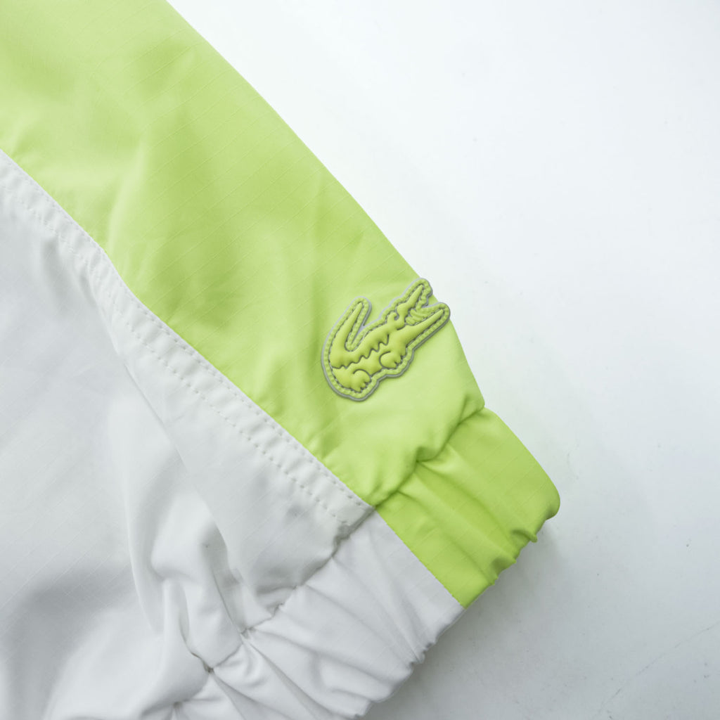LACOSTE SPORT カラーブロック フーデッド ウインドブレーカー XL イエロー グレー メッシュ ドローコード フード収納式 BF1567 未使用品