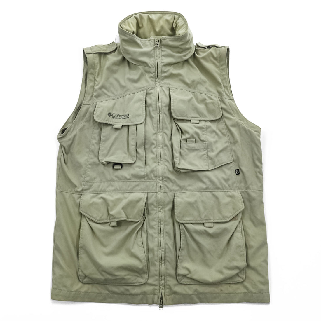 Columbia 90年代 2WAY フィッシング ジャケット ベスト M ベージュ フード収納 ダブルジップ パッカブル GRT コンバーチブル