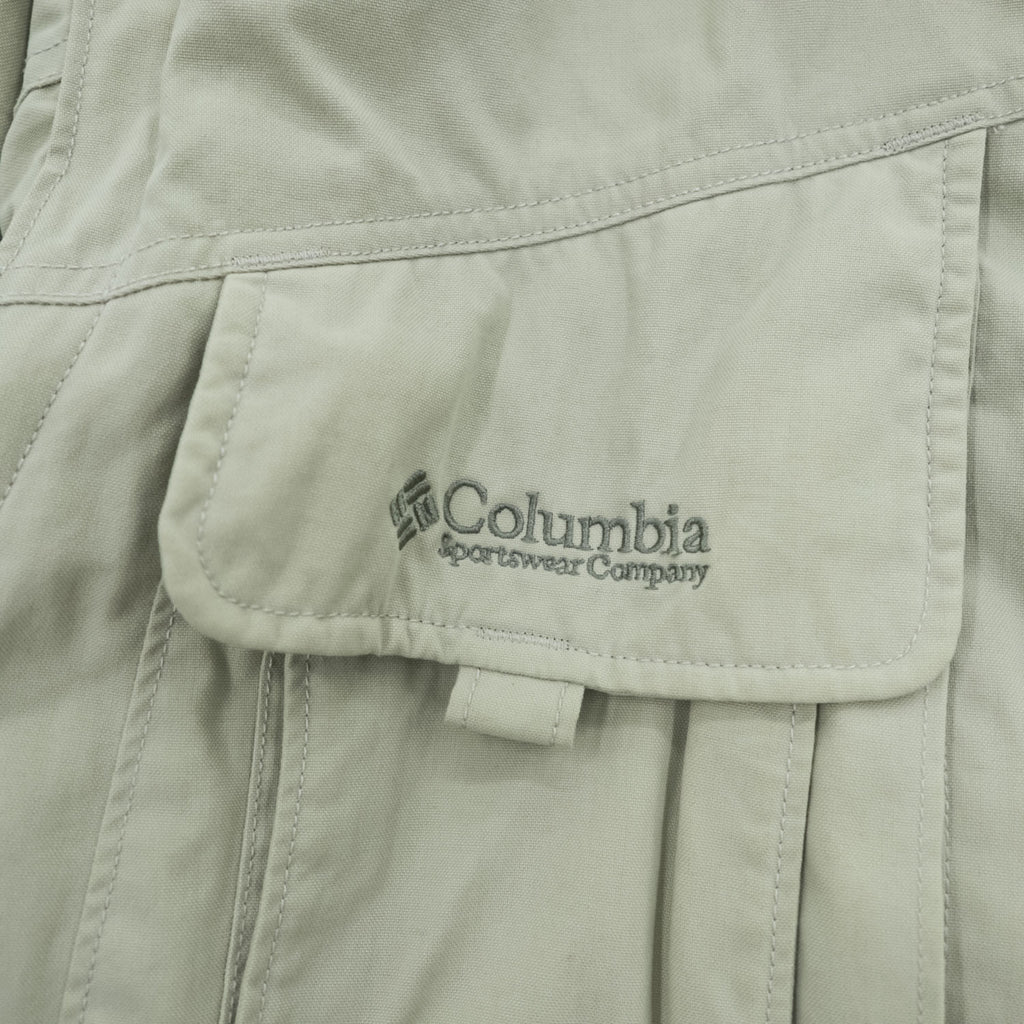 Columbia 90年代 2WAY フィッシング ジャケット ベスト M ベージュ フード収納 ダブルジップ パッカブル GRT コンバーチブル