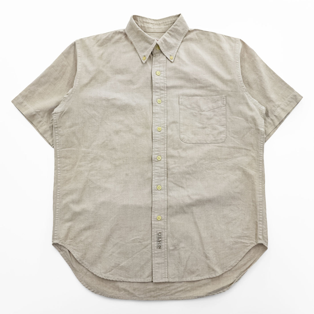 FILSON 半袖 オックスフォードシャツ S ベージュ ボタンダウン 胸ポケット FSS4205