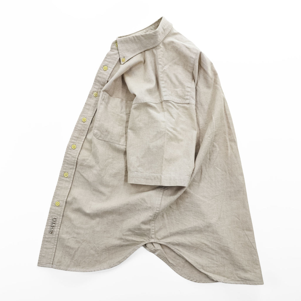 FILSON 半袖 オックスフォードシャツ S ベージュ ボタンダウン 胸ポケット FSS4205