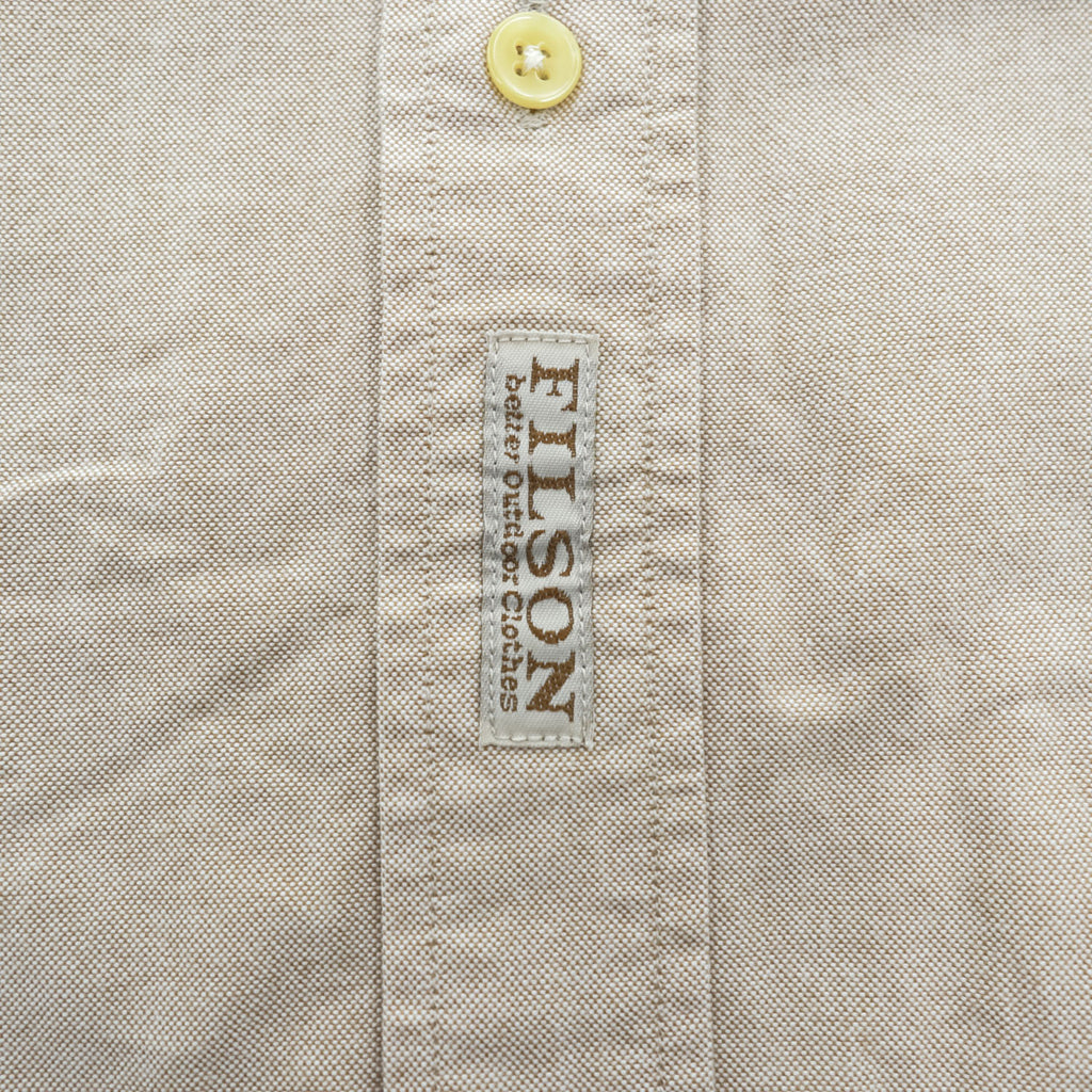 FILSON 半袖 オックスフォードシャツ S ベージュ ボタンダウン 胸ポケット FSS4205