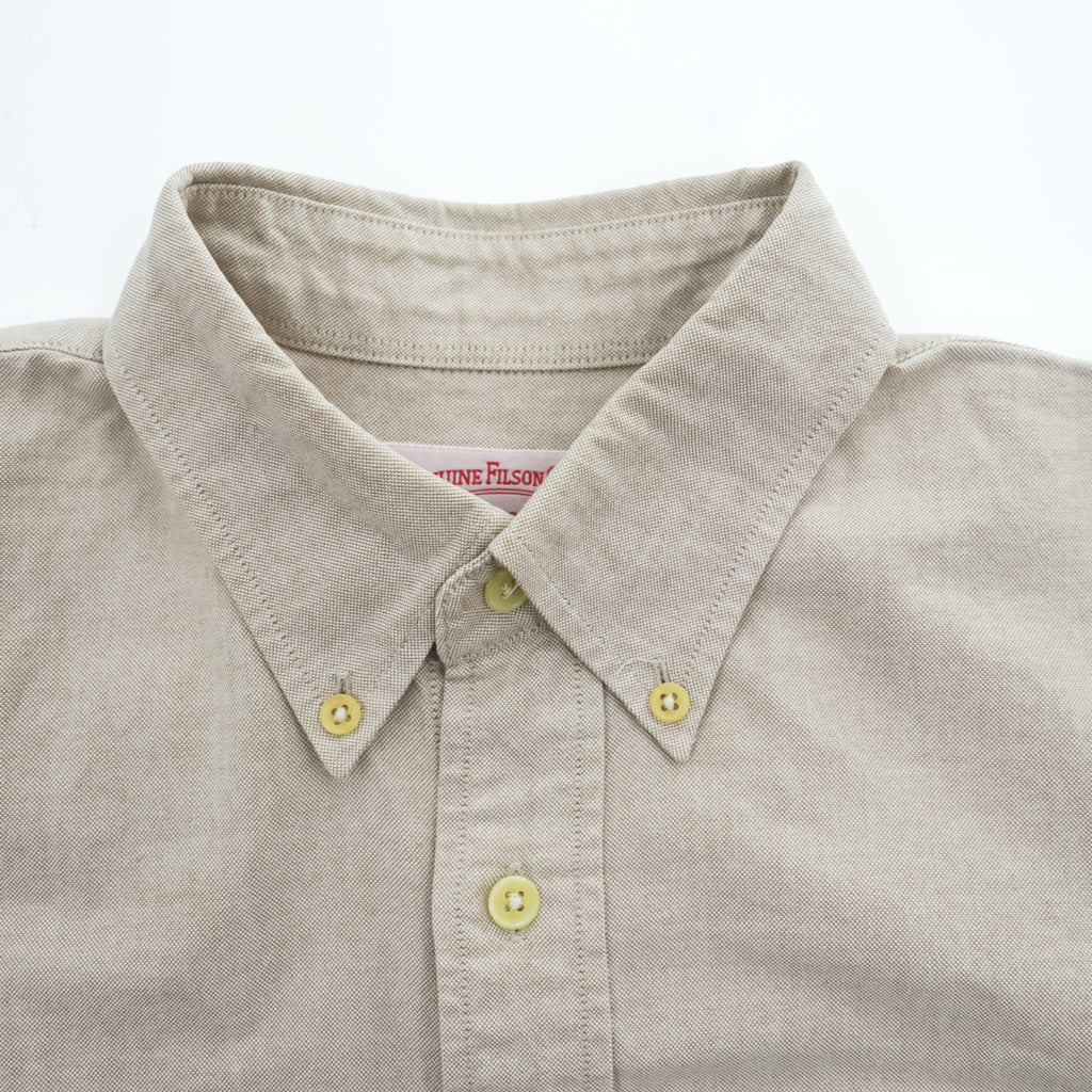 FILSON 半袖 オックスフォードシャツ S ベージュ ボタンダウン 胸ポケット FSS4205