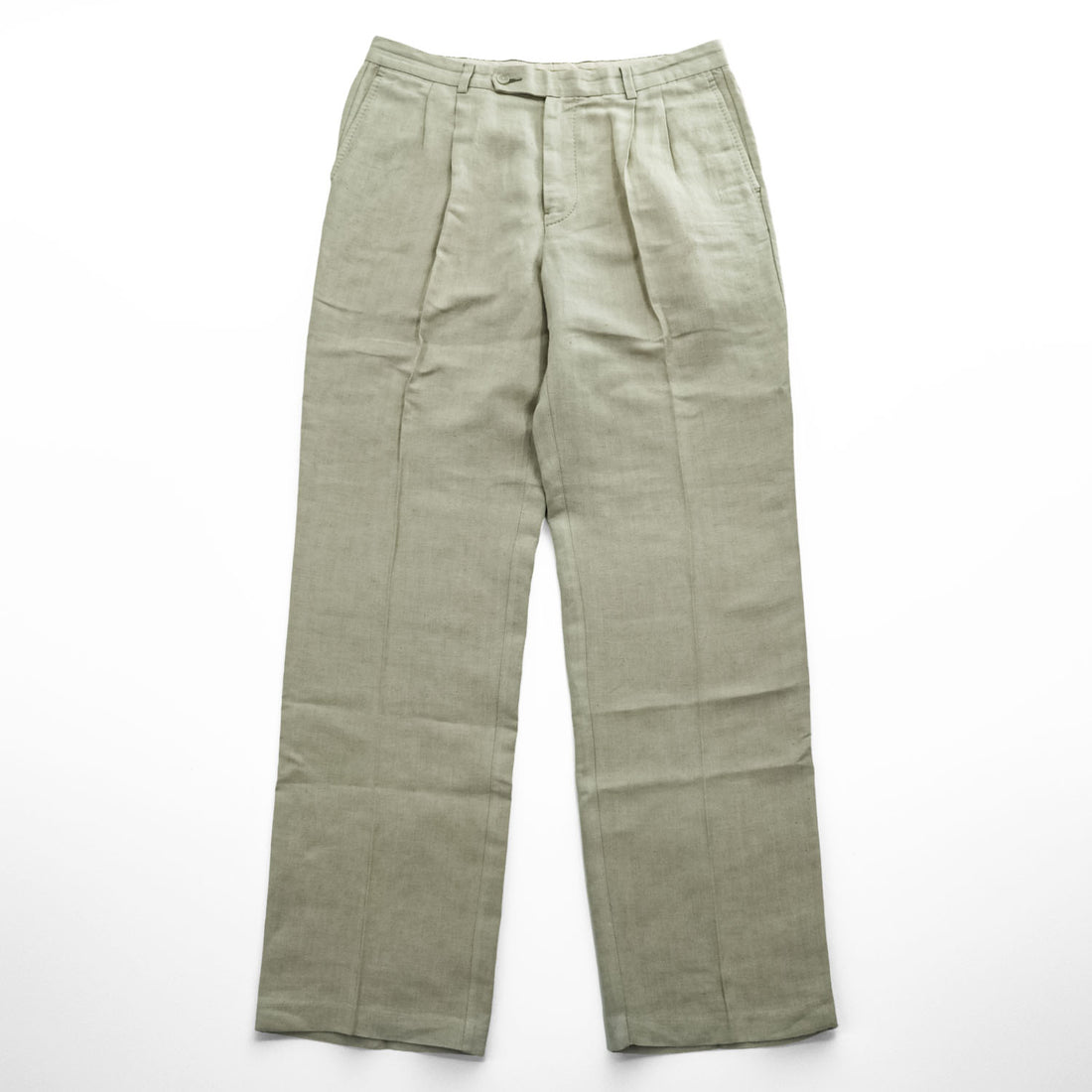 TOMMY BAHAMA リネン シルク 2タック スラックス パンツ L ベージュ ヘリンボーン プリーツ