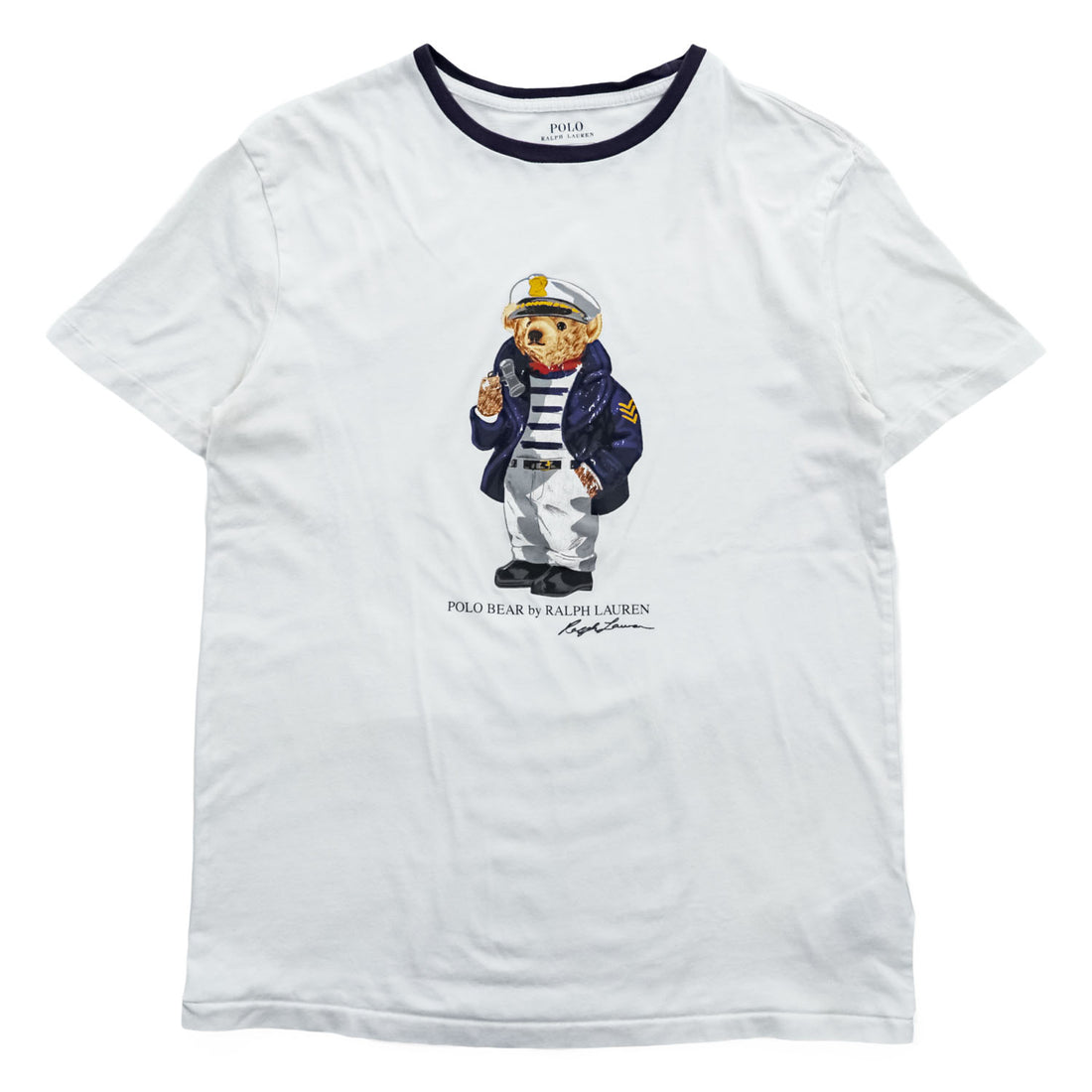 Polo Ralph Lauren ポロベア リンガーTシャツ S ホワイト ネイビー セーラー