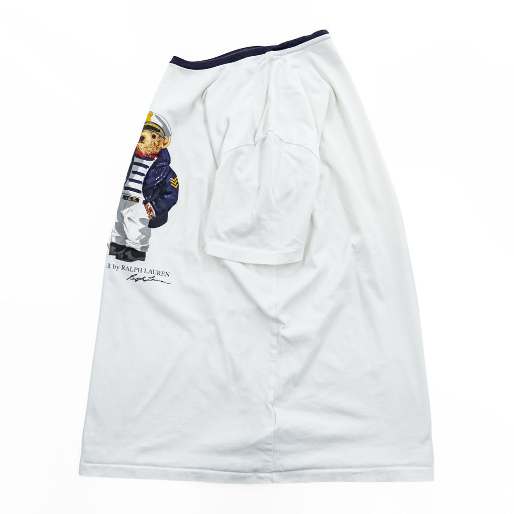 Polo Ralph Lauren ポロベア リンガーTシャツ S ホワイト ネイビー セーラー