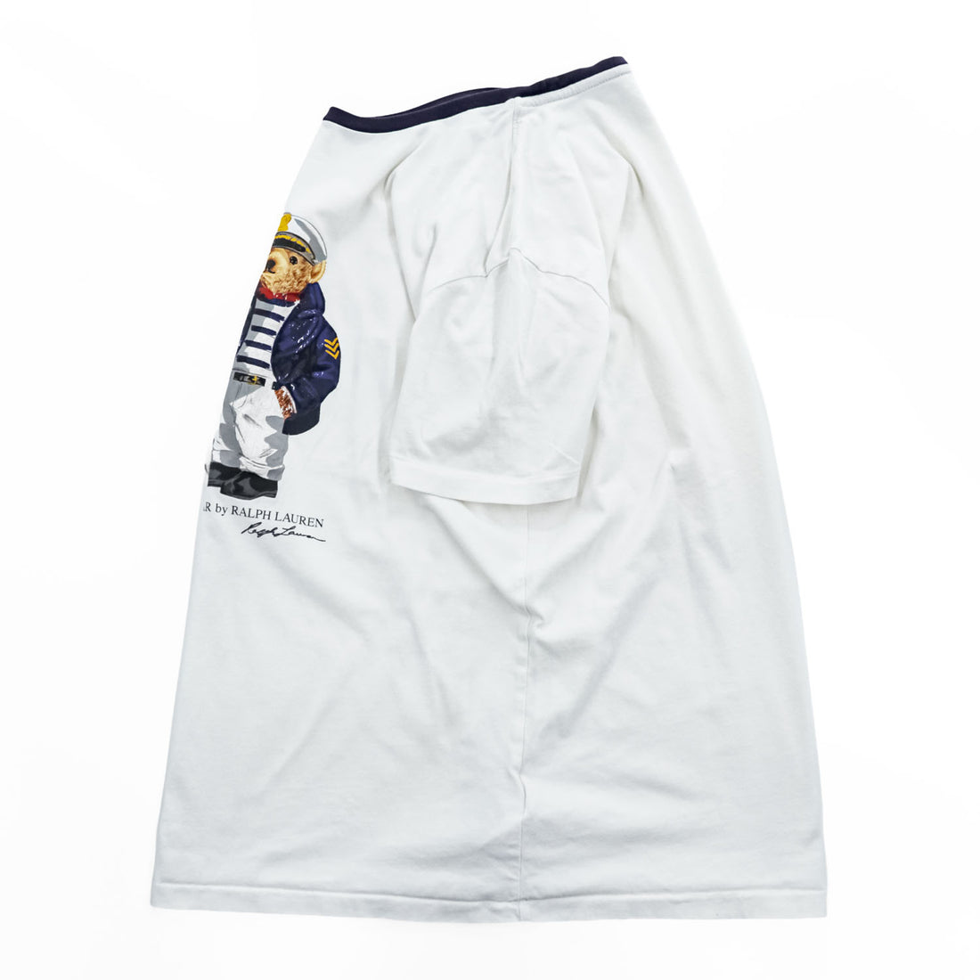 Polo Ralph Lauren ポロベア リンガーTシャツ S ホワイト ネイビー セーラー