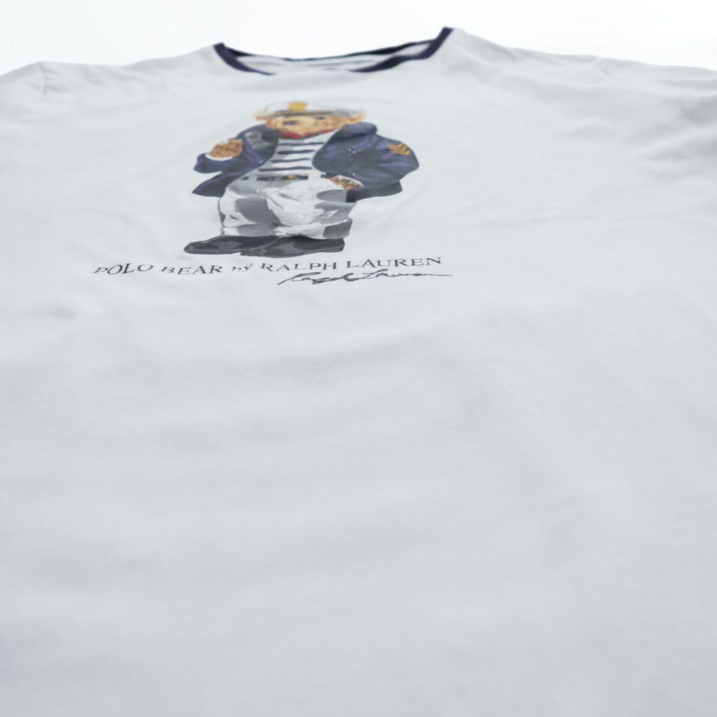 Polo Ralph Lauren ポロベア リンガーTシャツ S ホワイト ネイビー セーラー