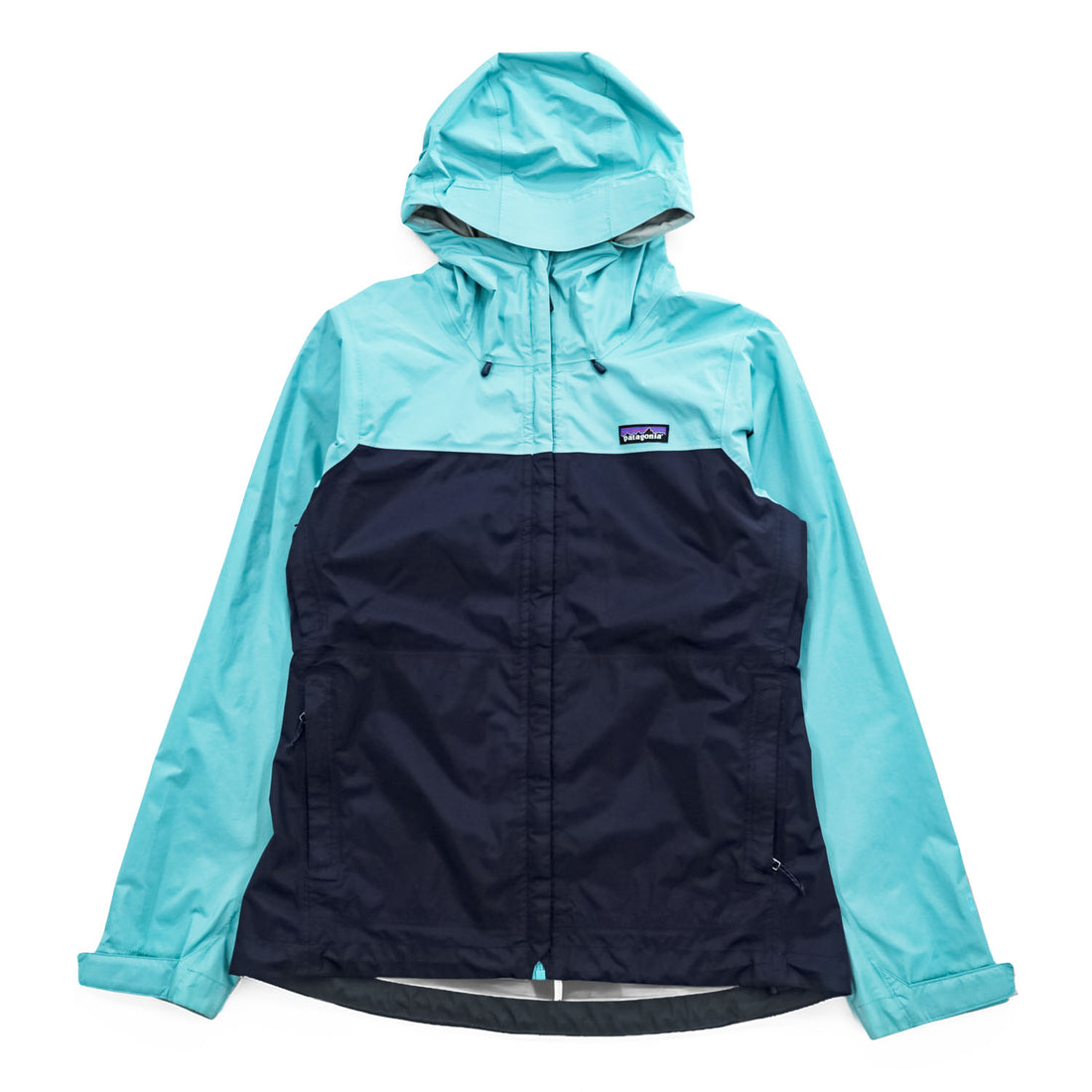 Patagonia トレントシェル マウンテンパーカー 防水 レインジャケット S バイカラー ブルー ネイビー ドローコード 83307