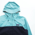 Patagonia トレントシェル マウンテンパーカー 防水 レインジャケット S バイカラー ブルー ネイビー ドローコード 83307