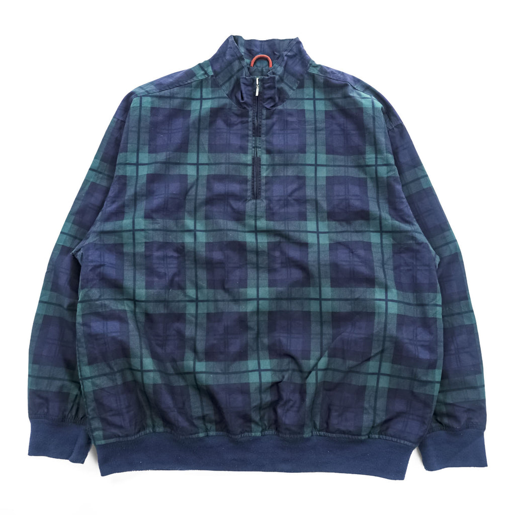 Eddie Bauer GOLF 90年代 ヴィンテージ プルオーバー ブルゾン ハーフジップジャケット L ネイビー グリーン ブラックウォッチ チェック