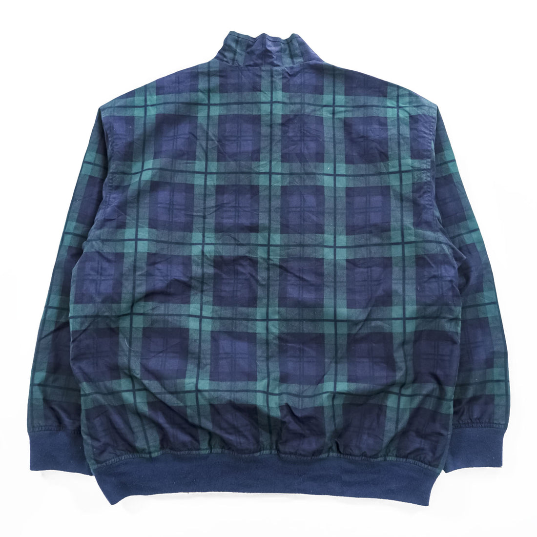 Eddie Bauer GOLF 90年代 ヴィンテージ プルオーバー ブルゾン ハーフジップジャケット L ネイビー グリーン ブラックウォッチ チェック