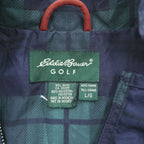 Eddie Bauer GOLF 90年代 ヴィンテージ プルオーバー ブルゾン ハーフジップジャケット L ネイビー グリーン ブラックウォッチ チェック