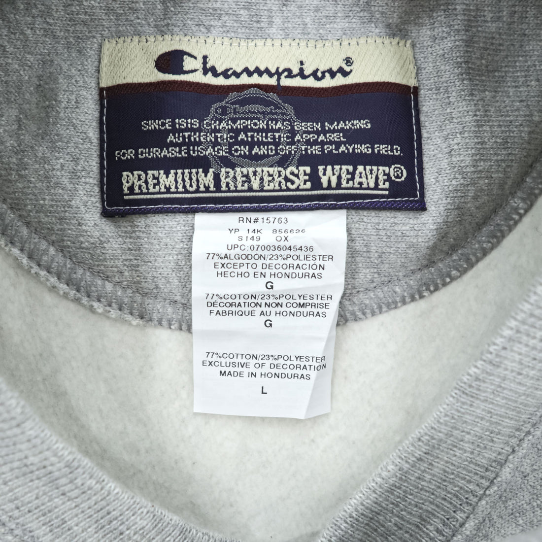 Champion PREMIUM 00年代 リバースウィーブ REVERSE WEAVE スウェット トレーナー L グレー 裏起毛 刺繍