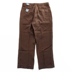 STEVE HARVEY リネン100% ワイド タック スラックス パンツ XL ブラウン プリーツ ダブルカフス Celebrity Edition 未使用品