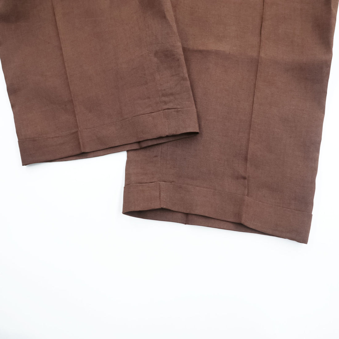 STEVE HARVEY リネン100% ワイド タック スラックス パンツ XL ブラウン プリーツ ダブルカフス Celebrity Edition 未使用品