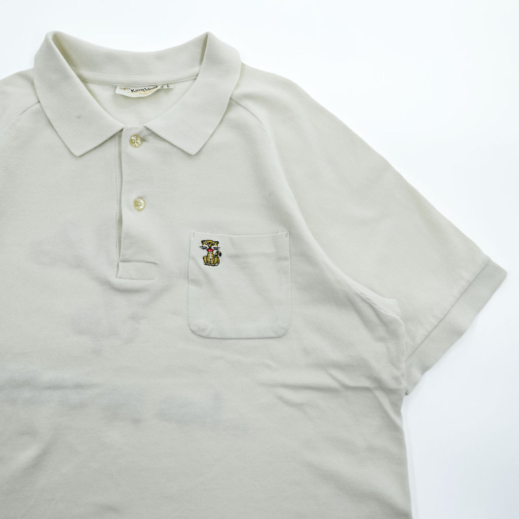 King Louie 日本製 ポロシャツ L ホワイト BUBBLE UP BOWLING POLO 東洋エンタープライズ 実名復刻 鹿の子 チェーン刺繍 KL76991 KL76992