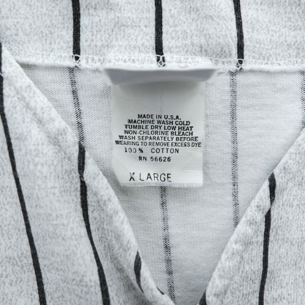 90s Vintage Baseball Jersey Quitman ベースボールシャツ 半袖シャツ XL グレー ストライプ  USA製 90年代