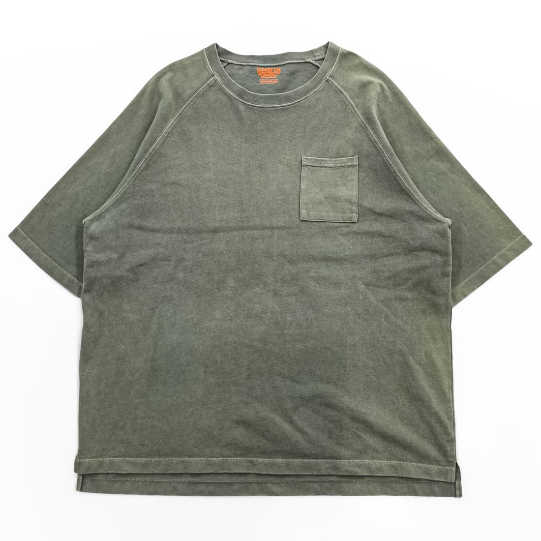 ONEITA ピグメント加工 ポケットTシャツ SUPER HEAVY TEE L カーキ グリーン  2122-004ON
