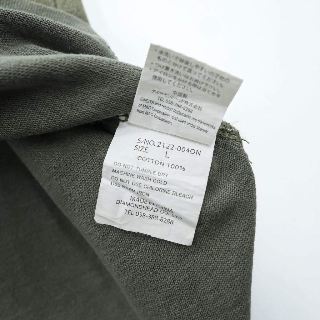 ONEITA ピグメント加工 ポケットTシャツ SUPER HEAVY TEE L カーキ グリーン  2122-004ON