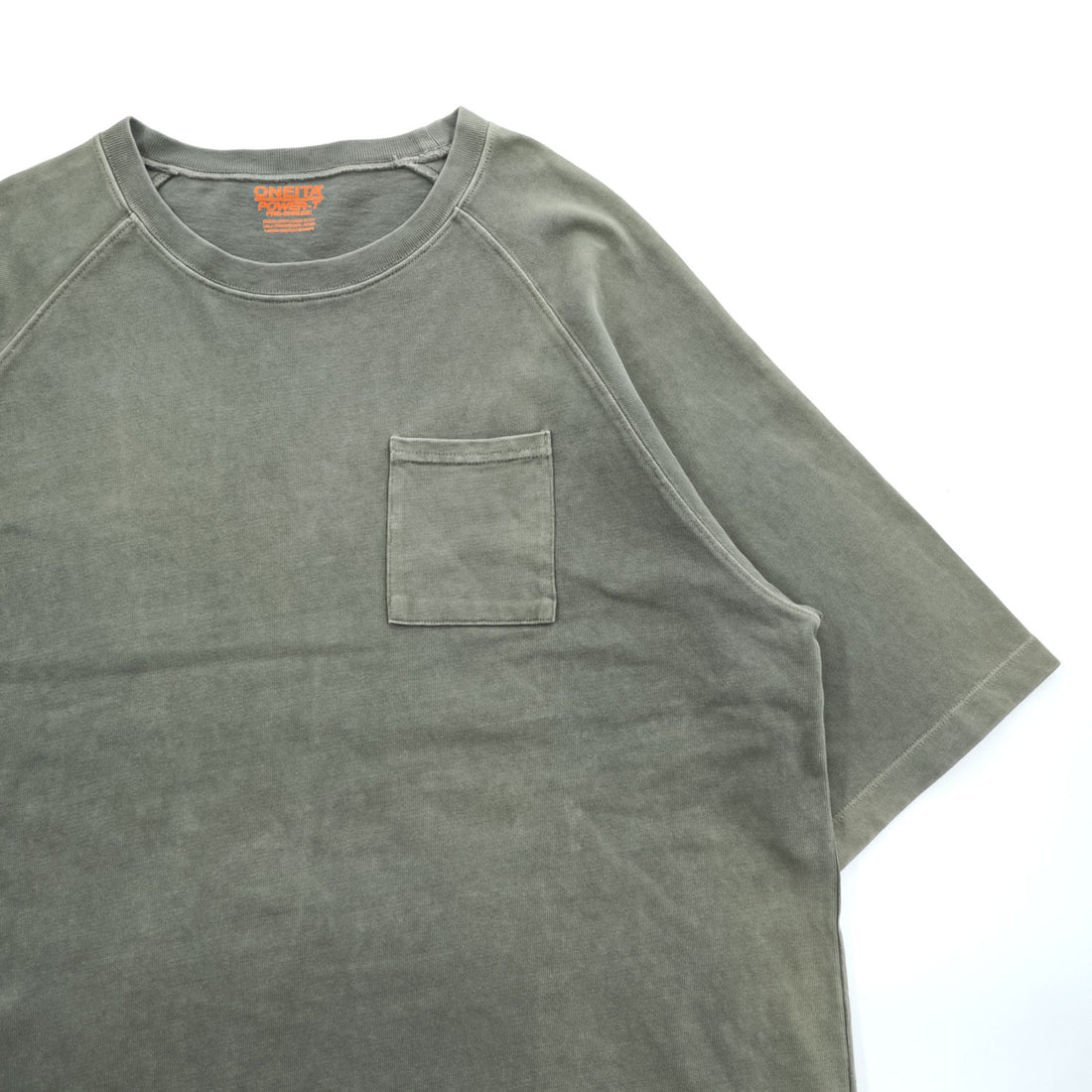 ONEITA ピグメント加工 ポケットTシャツ SUPER HEAVY TEE L カーキ グリーン  2122-004ON