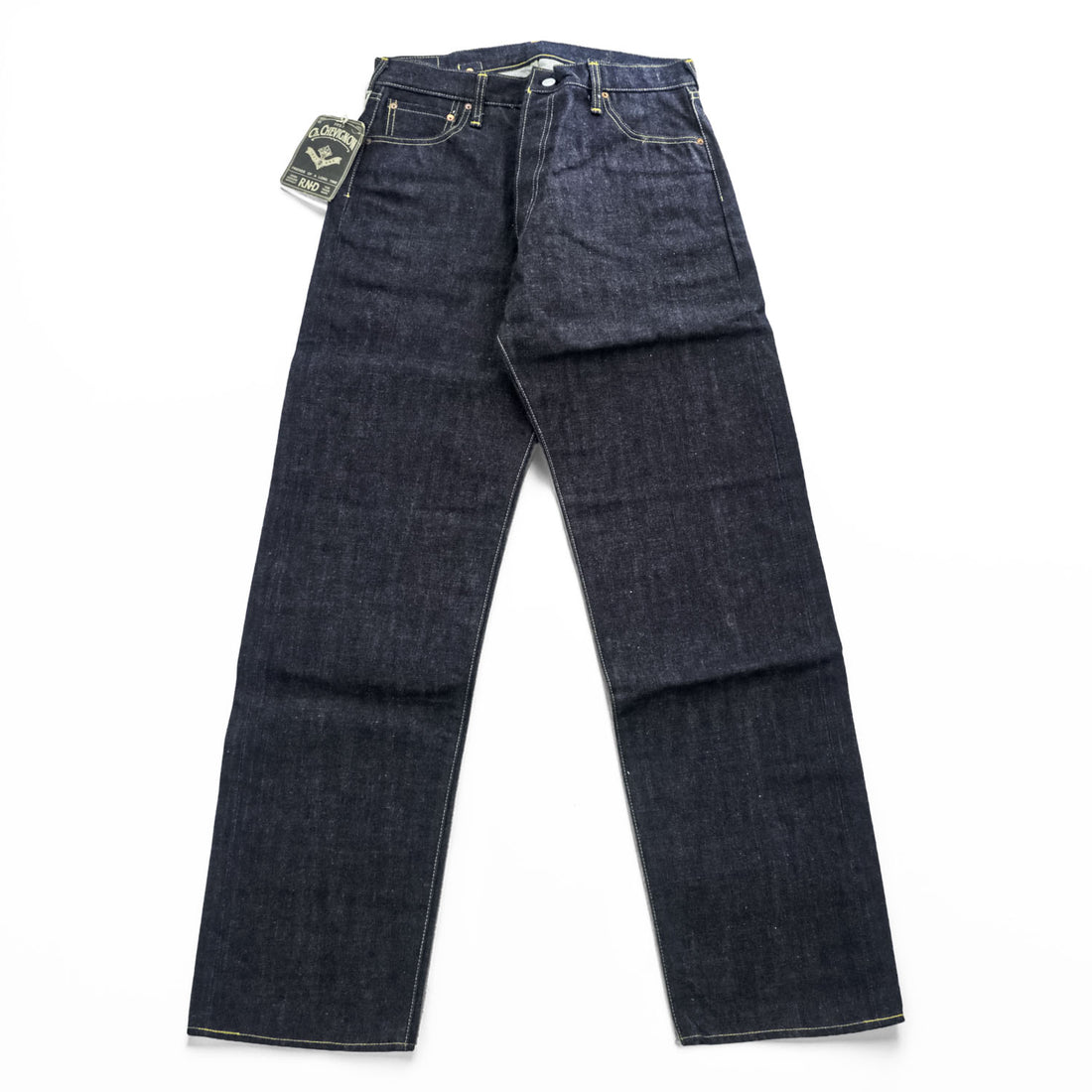 CHEVIGNON DENIM VINTAGE Unused Rigid Made in Japan Selvedge Cinch Back Dark Indigo Blue M Jeans
