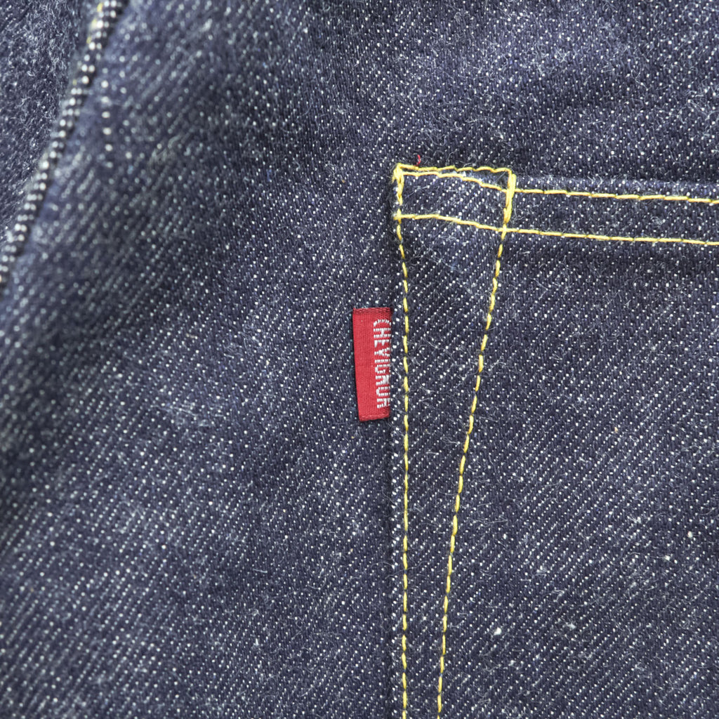 CHEVIGNON DENIM VINTAGE Unused Rigid Made in Japan Selvedge Cinch Back Dark Indigo Blue M Jeans