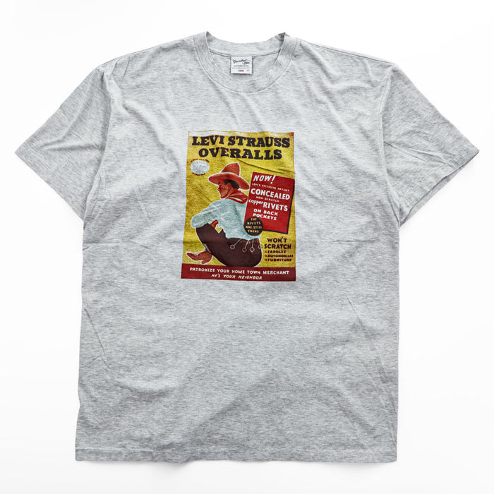 Levi's 日本製 90年代 ヴィンテージ 広告ポスターグラフィック Tシャツ M グレー シングルステッチ