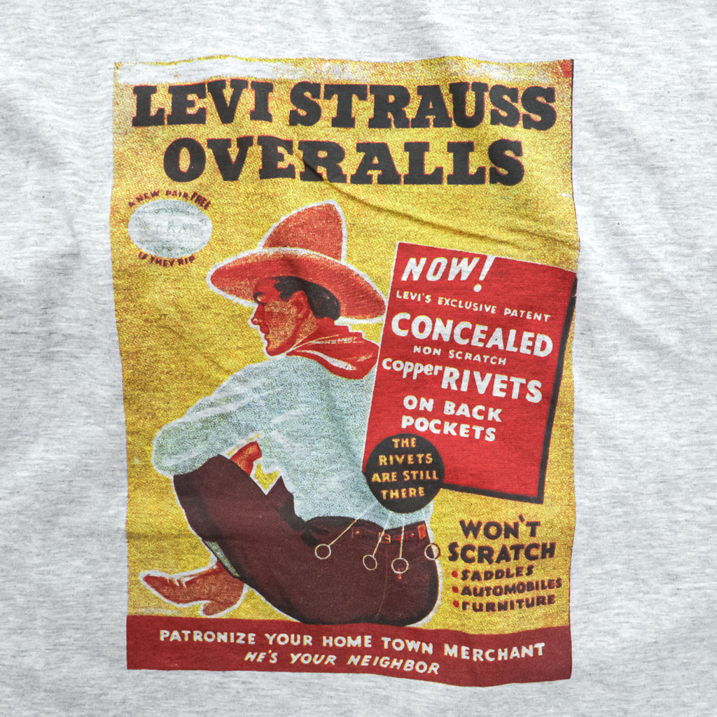 Levi's 日本製 90年代 ヴィンテージ 広告ポスターグラフィック Tシャツ M グレー シングルステッチ