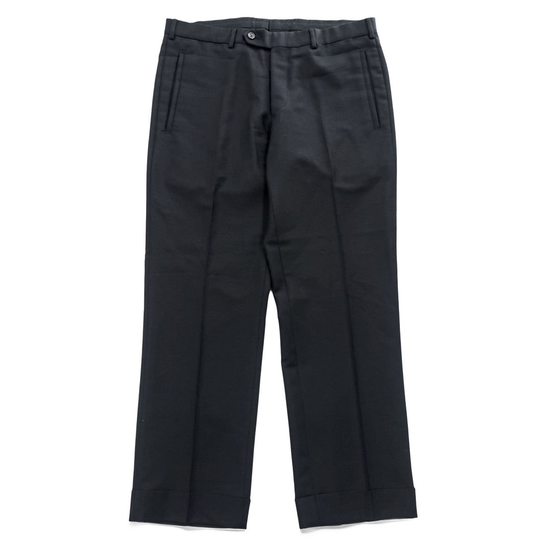 PRADA A8191 Mohair Wool Black Turn-Up Cuff Trousers Size 50 Made in Italy