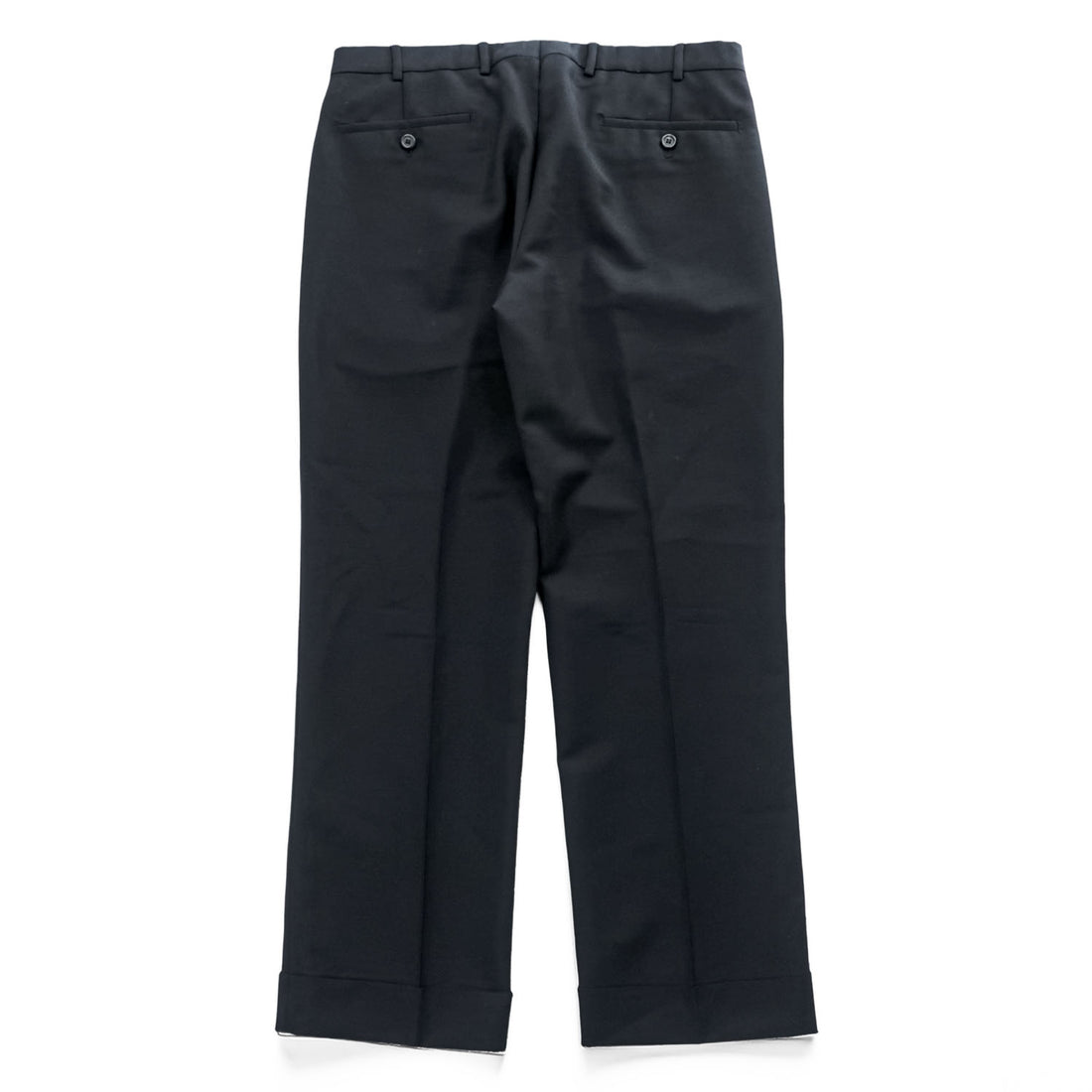 PRADA A8191 Mohair Wool Black Turn-Up Cuff Trousers Size 50 Made in Italy