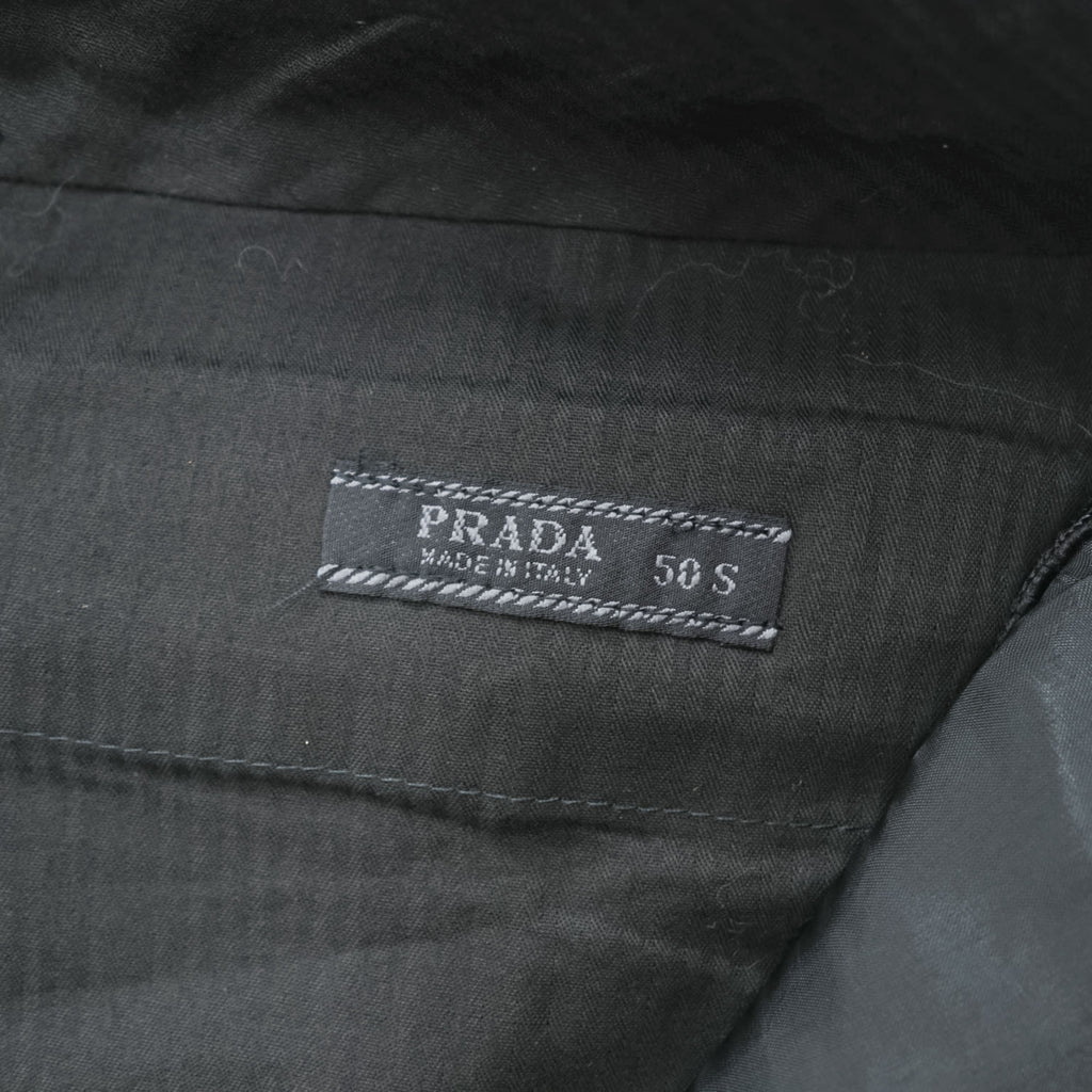PRADA A8191 Mohair Wool Black Turn-Up Cuff Trousers Size 50 Made in Italy