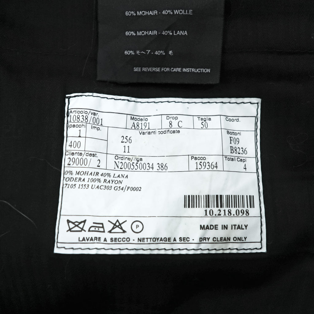 PRADA A8191 Mohair Wool Black Turn-Up Cuff Trousers Size 50 Made in Italy