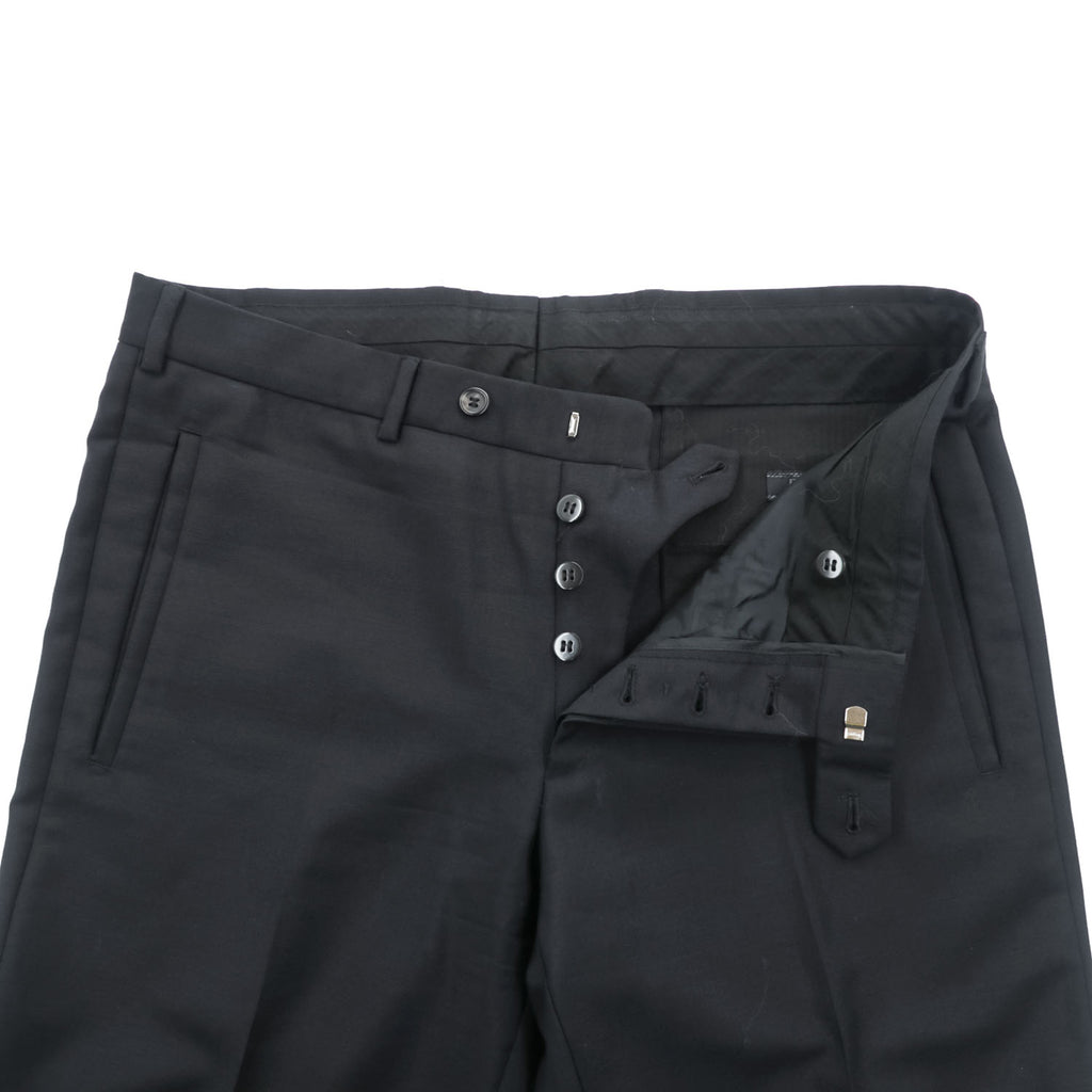 PRADA A8191 Mohair Wool Black Turn-Up Cuff Trousers Size 50 Made in Italy